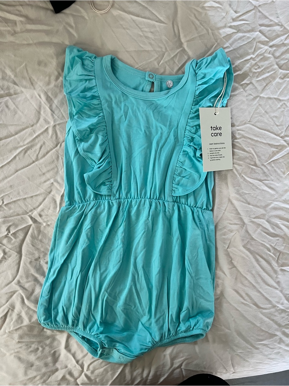 Kyte Baby Turquoise Ruffle Baby Romper